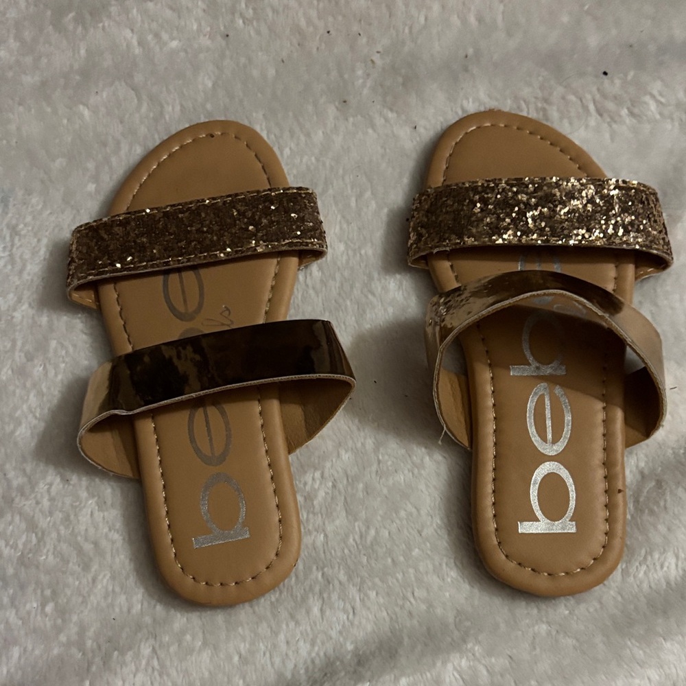 Bea Gold Glitter & Metallic Slide Sandals for Kids